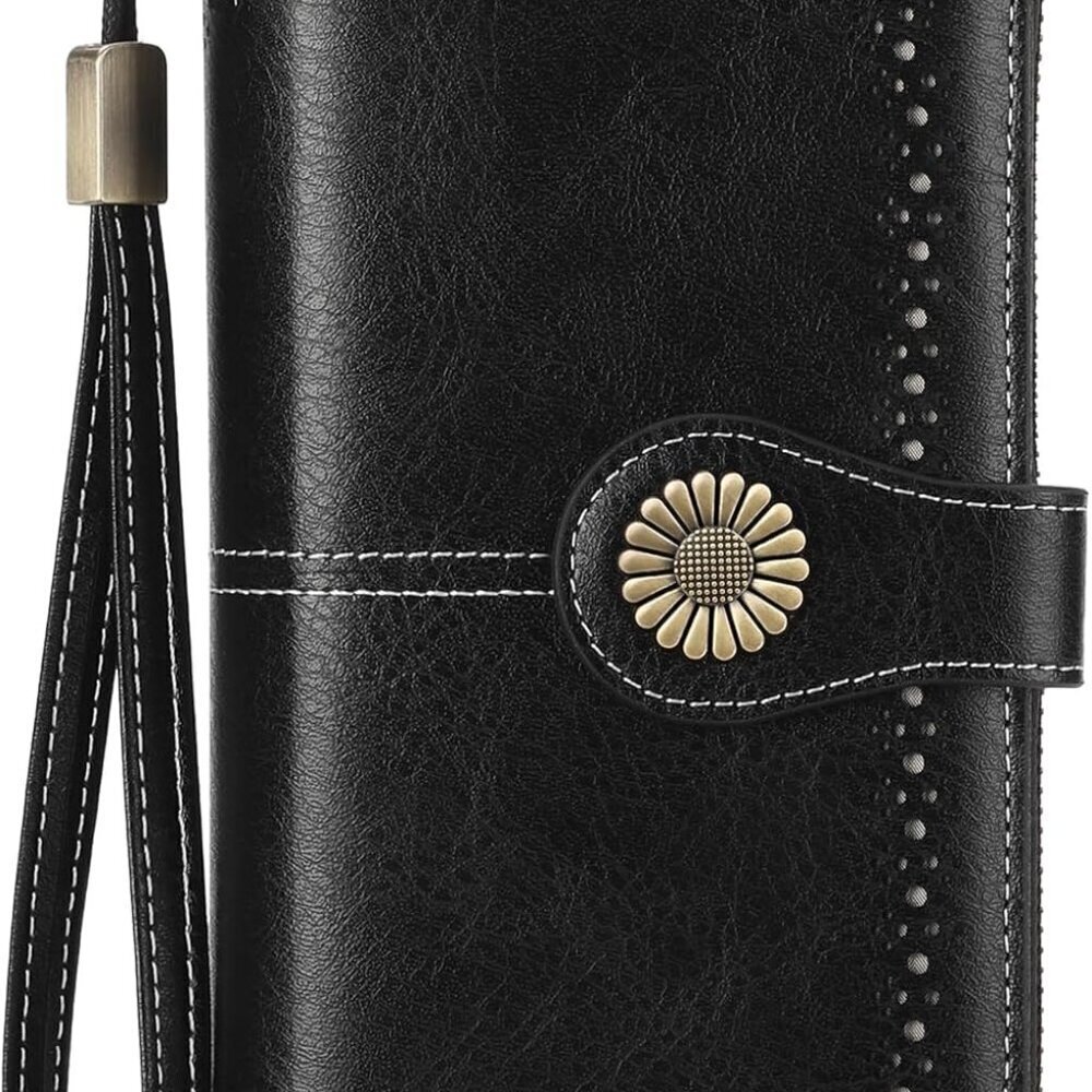 Leather Womens Wallet RFID Blocking Credit Card Holder Large Capacity Purse